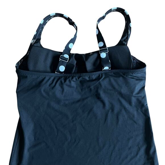 Lands End Womens Black White Polka Dot Swim Tank Tankini Top Size 8 L - Picture 5 of 8